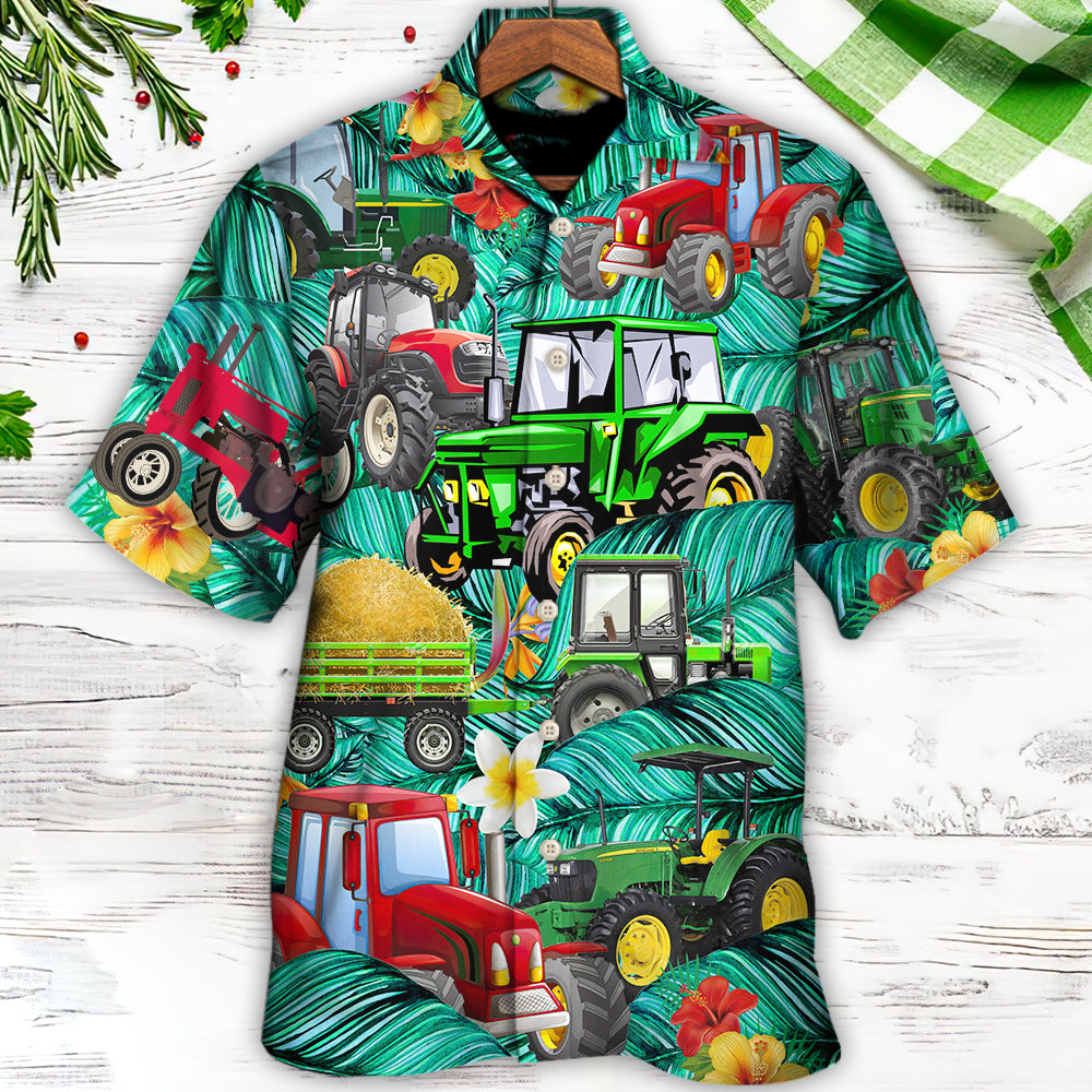Tropical Tractor Promise Hawaiian Shirt Design Detail For Beach Days And Holiday Travel