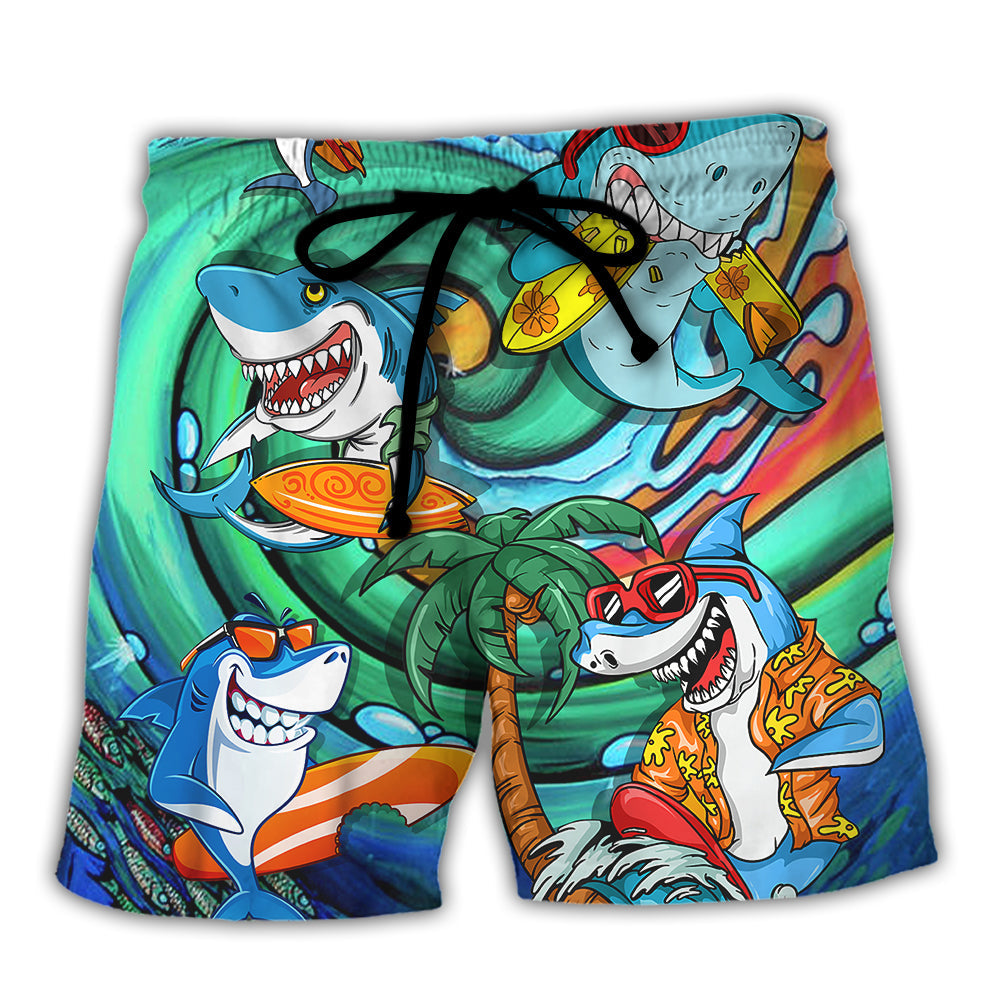 Surfing Shark Life Is Simple Just Add Water Surf Beach Shorts For Ocean Lover Vacation Wear