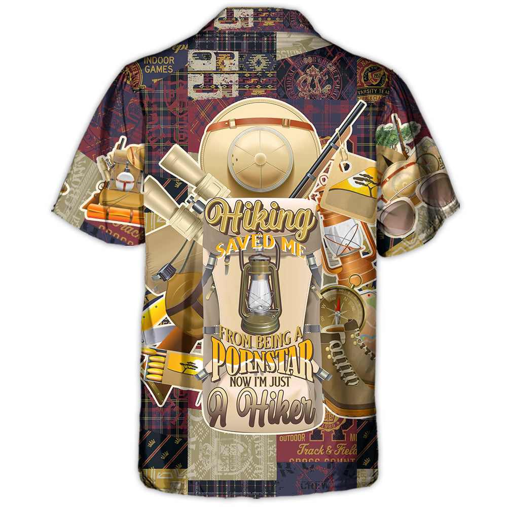 Hiking Hiker Hawaiian Shirt Pattern View For Relaxed Warm Weather Outfits