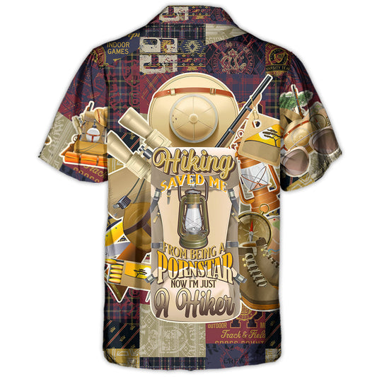 Hiking Hiker Hawaiian Shirt Pattern View For Relaxed Warm Weather Outfits