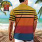 Funny Rooster Attitude Horizontal Stripes Hawaiian Shirt For Summer Vacation And Beach Travel