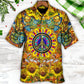 Sunflower Hippie Peace Hawaiian Shirt With All Over Print For Summer Events Coastal Travel And Comfortable Styling