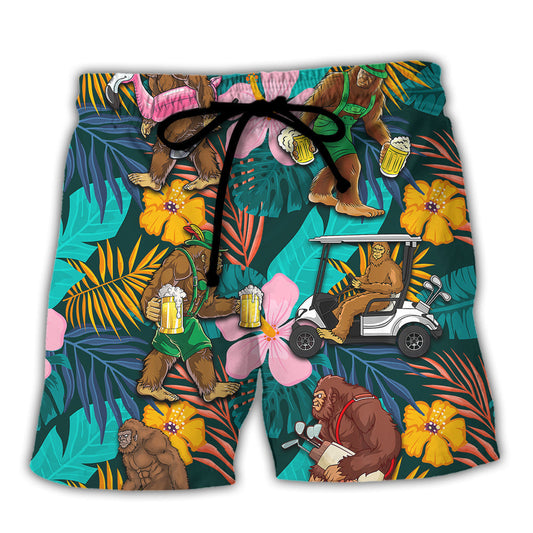 Tropical Golf Bigfoot Beer Beach Shorts For Island Getaways And Easy Warm Weather Wear