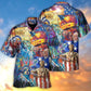 Patriotic Red White Blue American Heart Beats Hawaiian Shirt For Beach Parties And Weekend Getaways