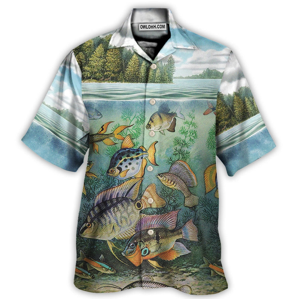 Coastal Fishing Activity Hawaiian Shirt Pattern Detail For Tropical Vacations