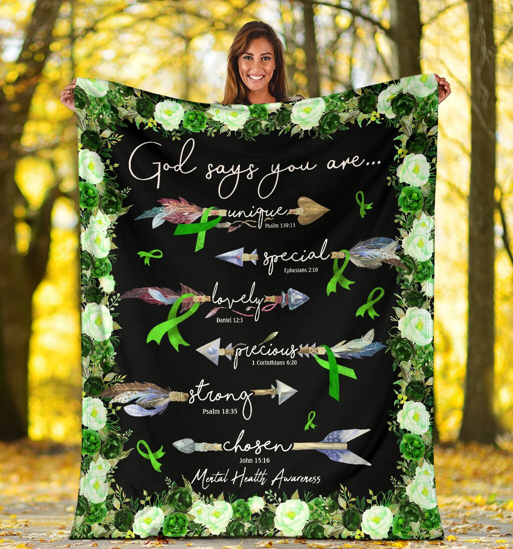 God Says You Are Mental Health Awareness Flannel Blanket For Cozy Bedroom Sofa Decor