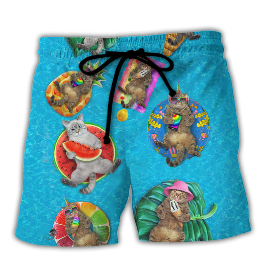 Coastal Sunshine Cat Sunbathing Sun-Kissed Beach Shorts For Beach Days And Weekend Casual Style