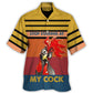Funny Rooster Attitude Horizontal Stripes Hawaiian Shirt For Resort Getaways And Comfortable Summer Activities
