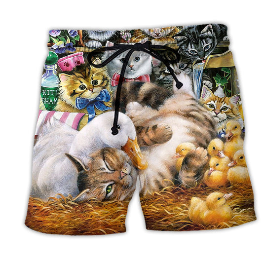 Cat Beach Shorts For Resort Getaways And Comfortable Daily Use