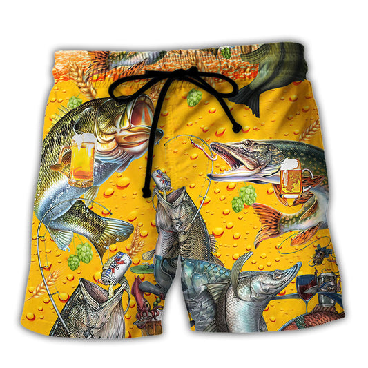 Fishing I Rescue Fish And Beer Funny Quote Beach Shorts For Resort Trips And Casual Comfort