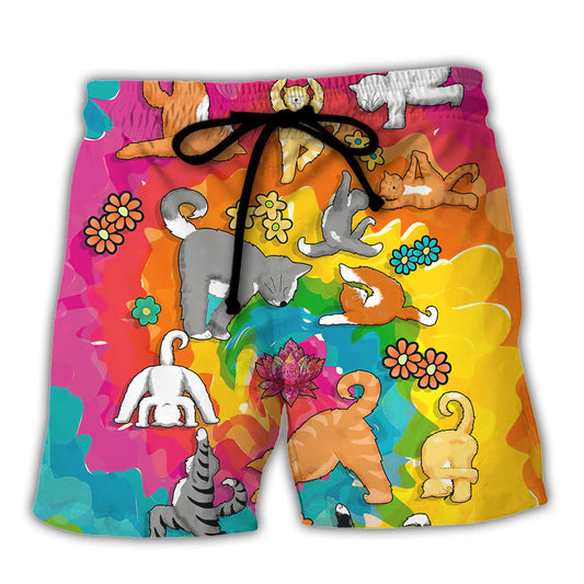 Yoga Cat Beach Shorts For Poolside Relaxation And Relaxed Casual Wear