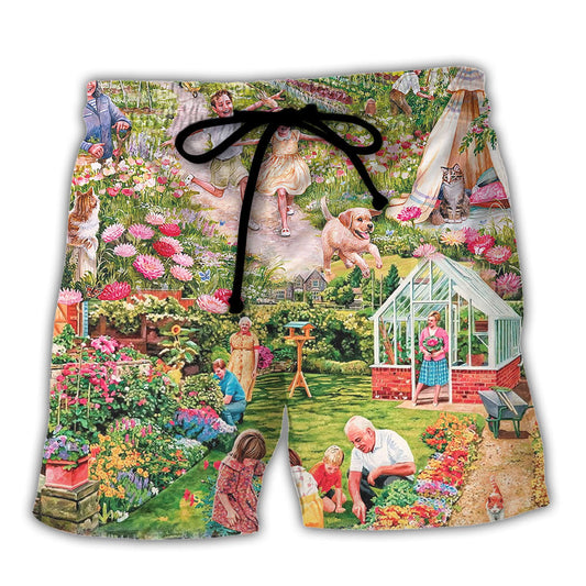 Botanical Floral Vintage Gardening Beach Shorts For Coastal Adventures And Versatile Outdoor Wear