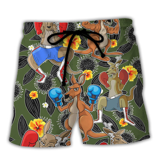 Tropical Kangaroo Boxing Beach Shorts For Warm Weather Outings And Laid Back Styling