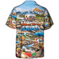 Funny Camping Cat Relaxed Hawaiian Shirt Tropical Styling View For Beach Days