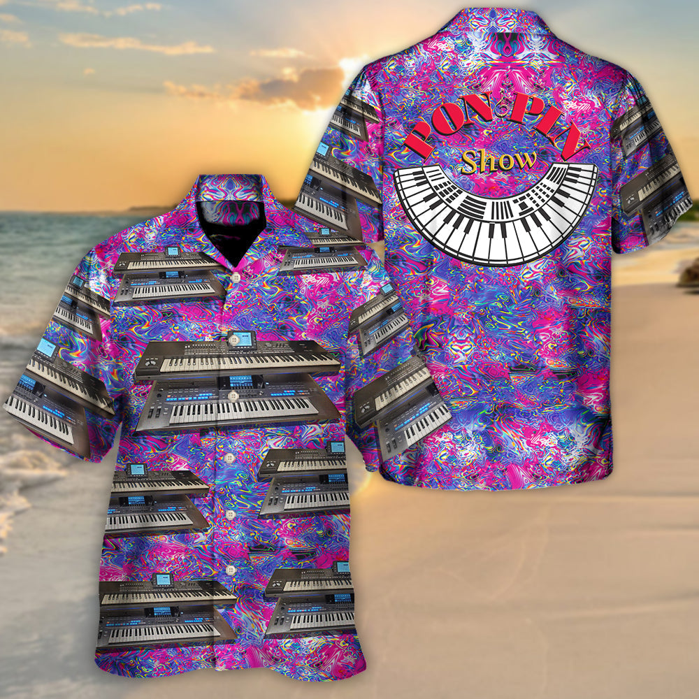 Korg Keyboards Hawaiian Shirt For Summer Vacation, Beach Travel, And Relaxed Casual Everyday Wear