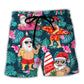 Christmas In July Tropical Santa Beach Shorts For Beach Days And Weekend Casual Style