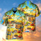 Ocean Summer Classic Car Hawaiian Shirt With Detailed Graphic For Resort Travel Summer Outings And Casual Gatherings