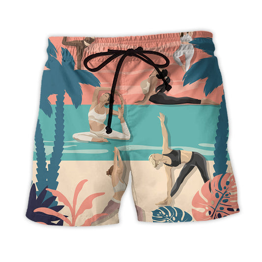 Yoga Funny Saved Me Self Love Quote Beach Shorts For Sports Fan Vacation Wear