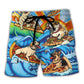 Surfing Dog Pizza Surfing Boy Cooler Surf Humor Beach Shorts For Ocean Lover Vacation Wear