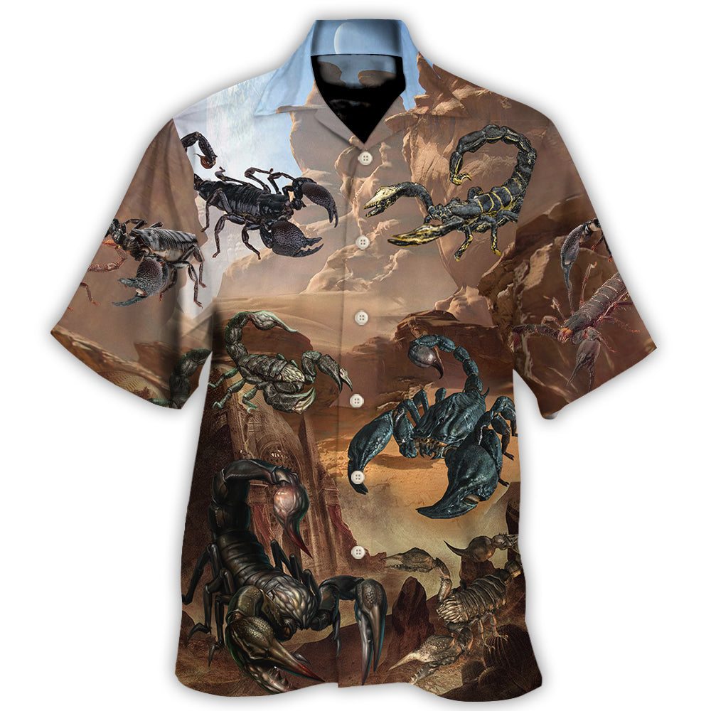 Scorpion Mountain Behind Hawaiian Shirt For Summer Vacation And Beach Travel