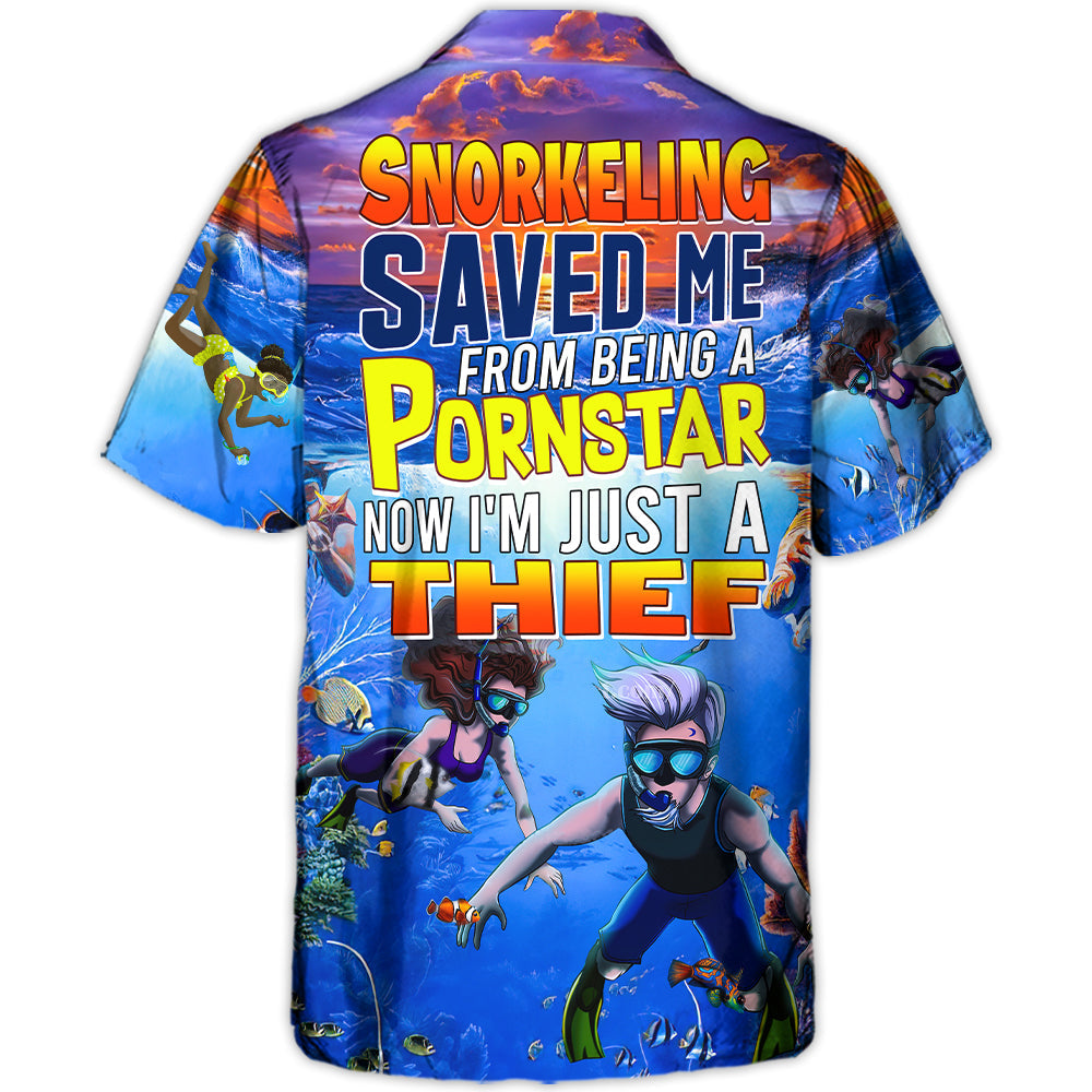 Funny Snorkeling Beach Hawaiian Shirt Design View For Resort Travel And Thoughtful Gifting