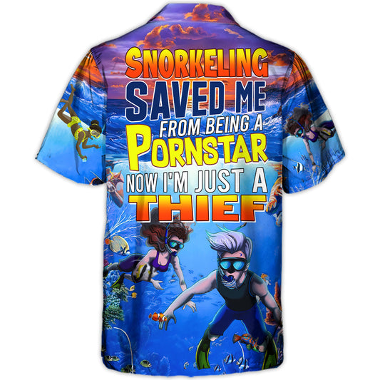 Funny Snorkeling Beach Hawaiian Shirt Design View For Resort Travel And Thoughtful Gifting