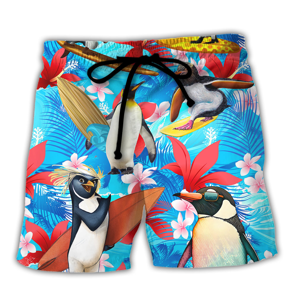 Surfing Penguin Beach Shorts For Beach Days And Travel Ready Comfort
