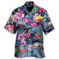 Funny Camping Flamingo Weekend Forecast Chance Hawaiian Shirt Print Closeup For Coastal Travel