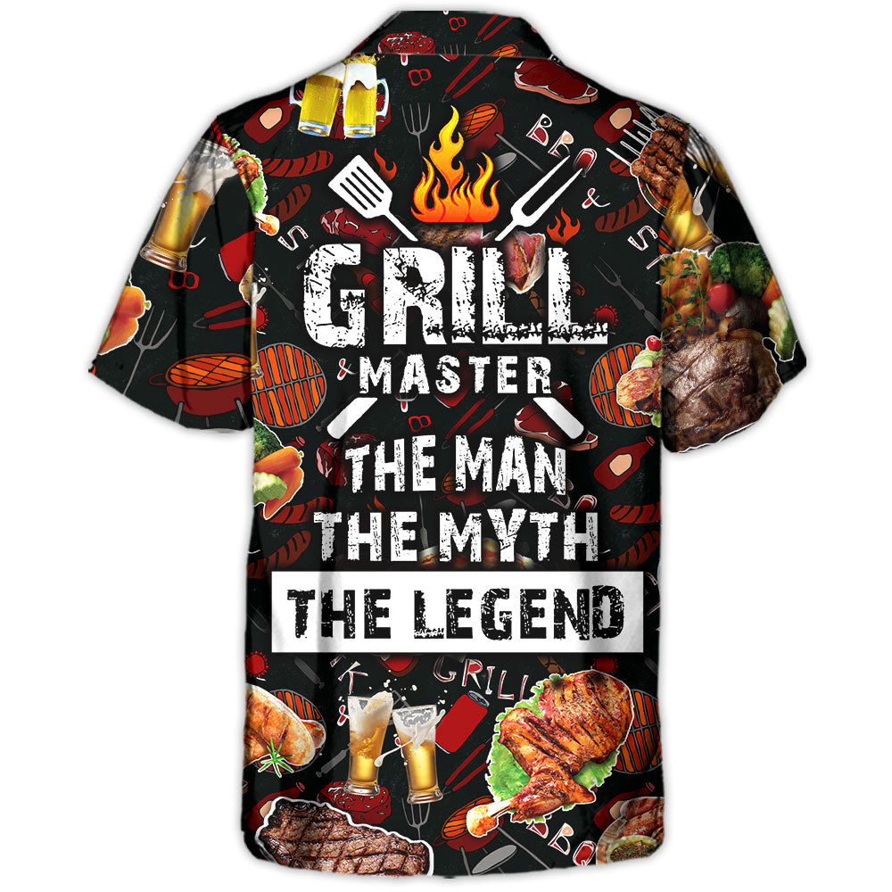 Barbecue Food Grill Master BBQ Hawaiian Shirt All Over Print Detail For Casual Outings