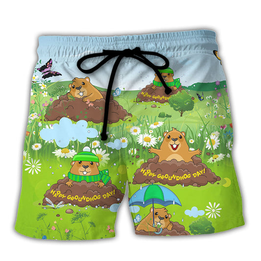 Groundhog Day Garden Beach Shorts For Coastal Adventures And Versatile Outdoor Wear