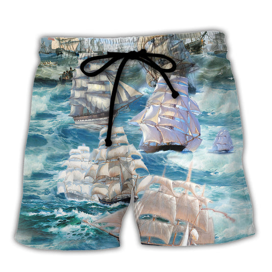 Sailing Wind And Waves Navigator Quote Beach Shorts For Ocean Lover Vacation Wear