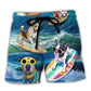 Surfing Dog Surfing Gets Me Wet Funny Surf Lover Beach Shorts For Ocean Lover Vacation Wear