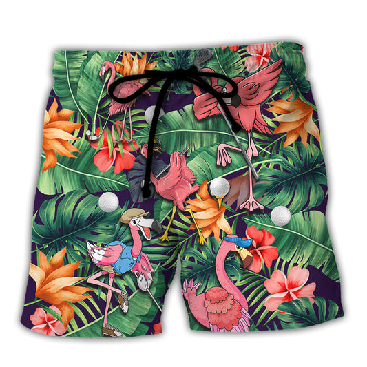 Tropical Golf Flamingo Beach Shorts For Island Getaways And Laid Back Styling