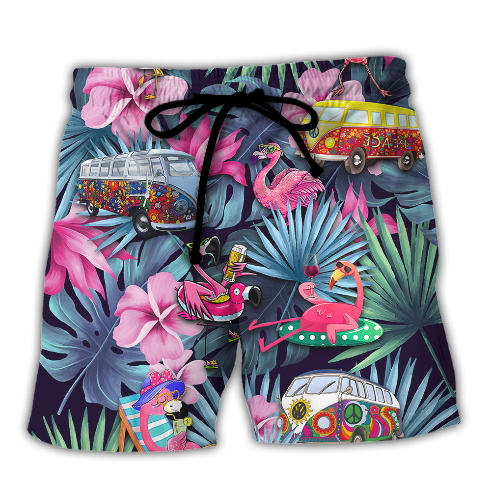 Camping Flamingo Beach Shorts For Summer Vacations And Travel Ready Comfort