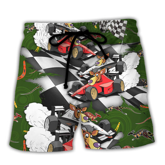Kangaroo Racing Motorsport Racing Car Beach Shorts For Coastal Adventures And Versatile Outdoor Wear