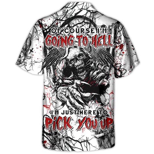 Gothic Dark Skull Hawaiian Shirt Button Front Artwork For Warm Weather Events