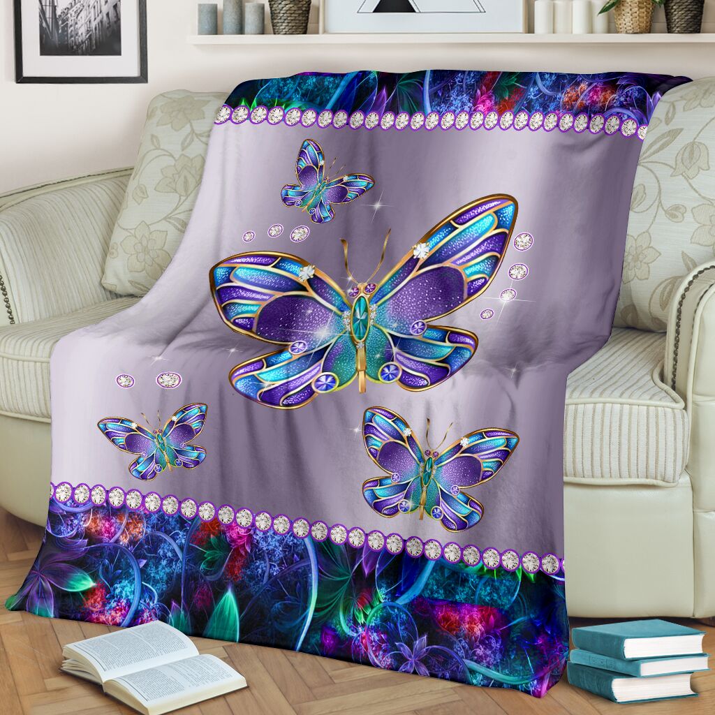Butterfly Metal Pattern Flannel Blanket For Cozy Bedroom Sofa Decor