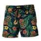 Tiki Hawaii Tropical Leaf Pattern Beach Shorts For Ocean Lover Vacation Wear