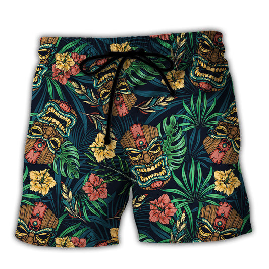 Tiki Hawaii Tropical Leaf Beach Shorts For Warm Weather Outings And Laid Back Styling
