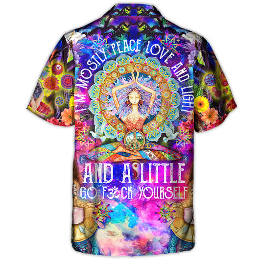 Bold Yoga Attitude Graphic Hawaiian Shirt Pattern Detail For Resort Wear