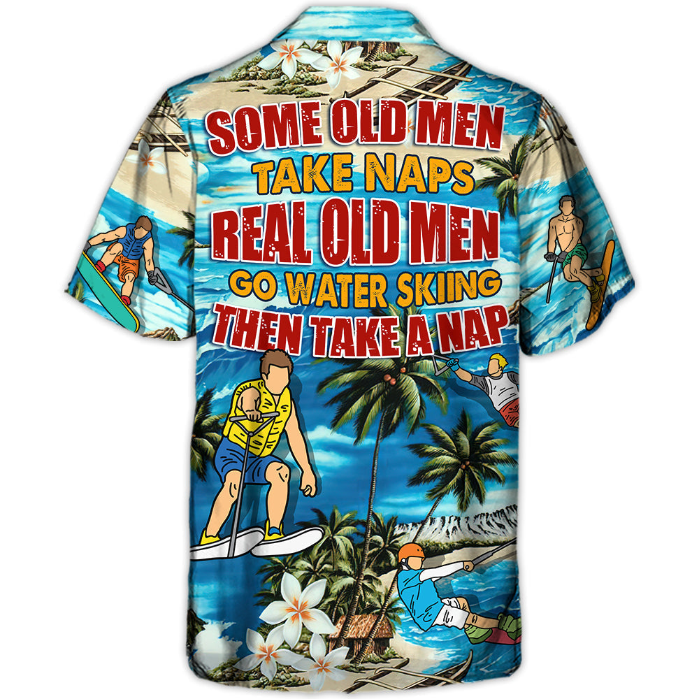 Waterskiing Water Outdoor Passion Hawaiian Shirt Collar And Front View For Island Holidays