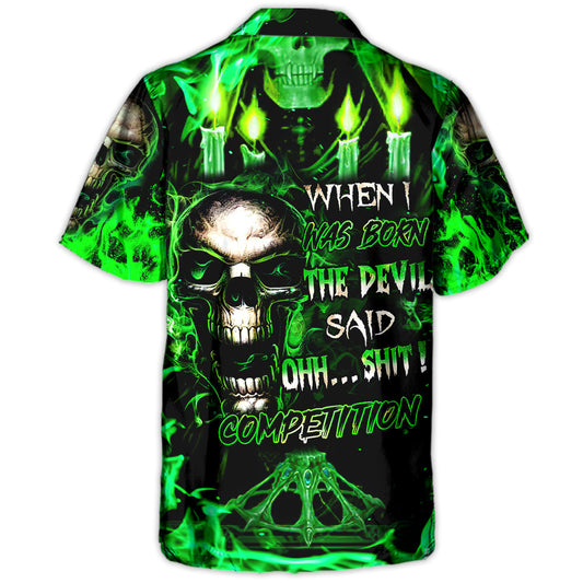 Green Skull Devil Surprise Hawaiian Shirt For Coastal Adventures And Warm Weather Wear