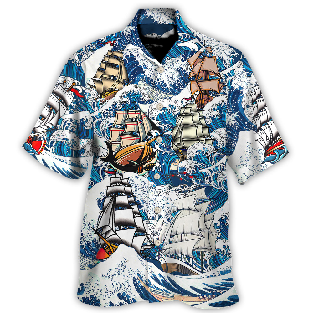 Sailing Vessel Alive Beyond Mechanical Power Hawaiian Shirt For Coastal Adventures And Warm Weather Wear