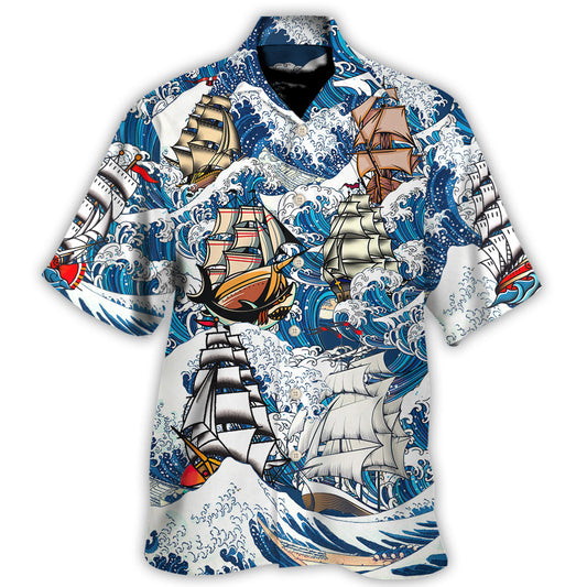 Sailing Vessel Alive Beyond Mechanical Power Hawaiian Shirt For Coastal Adventures And Warm Weather Wear