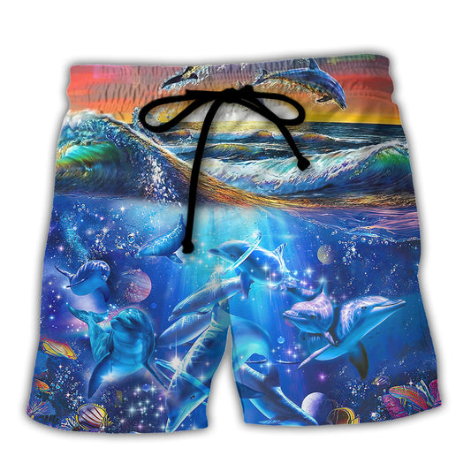 Coastal Sunshine Ocean Dolphin Beach Shorts For Casual Day Trips And Weekend Casual Style