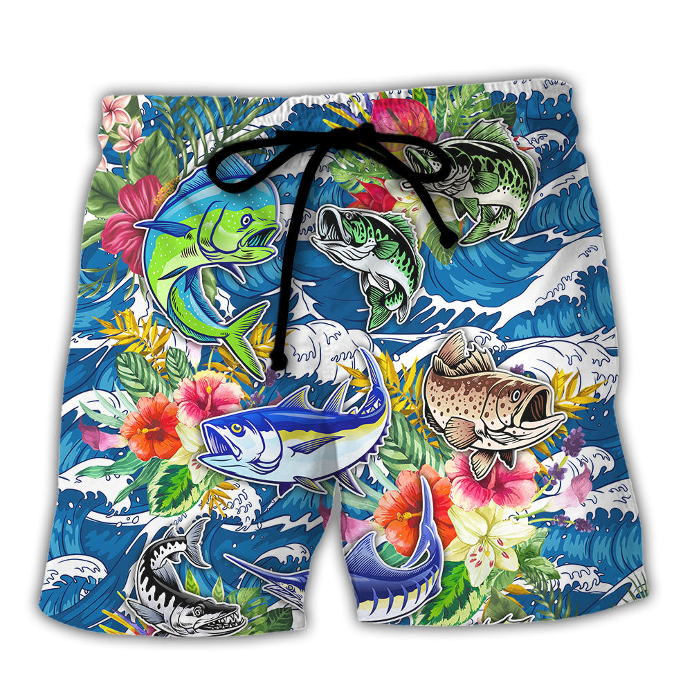 Tropical Fishing Hunting Fish Beach Shorts For Weekend Travel And Comfortable Daily Use