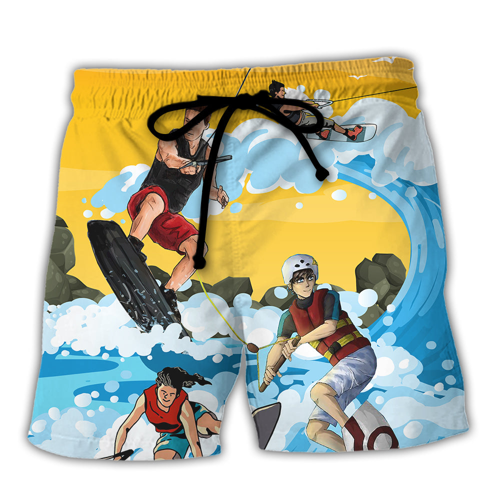 Wakeboarding Saved Me Funny Wakeboard Lover Beach Shorts For Poolside Relaxation And Everyday Comfort