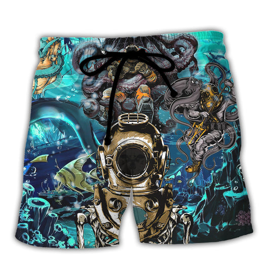 Scuba Diving A Day Without Diving Quote Beach Shorts For Seaside Summer Adventures