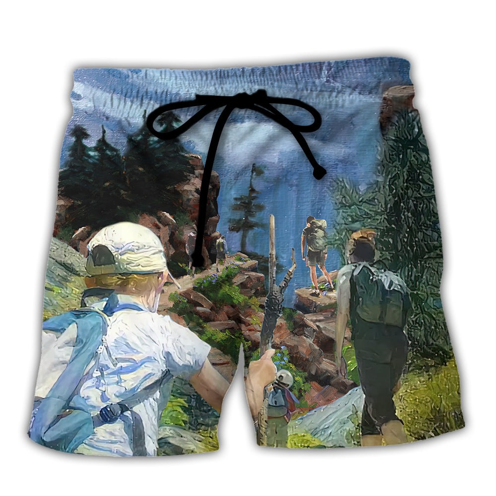 Hiking Is The Answer Funny Outdoor Quote Beach Shorts For Beach Days And Outdoor Activities