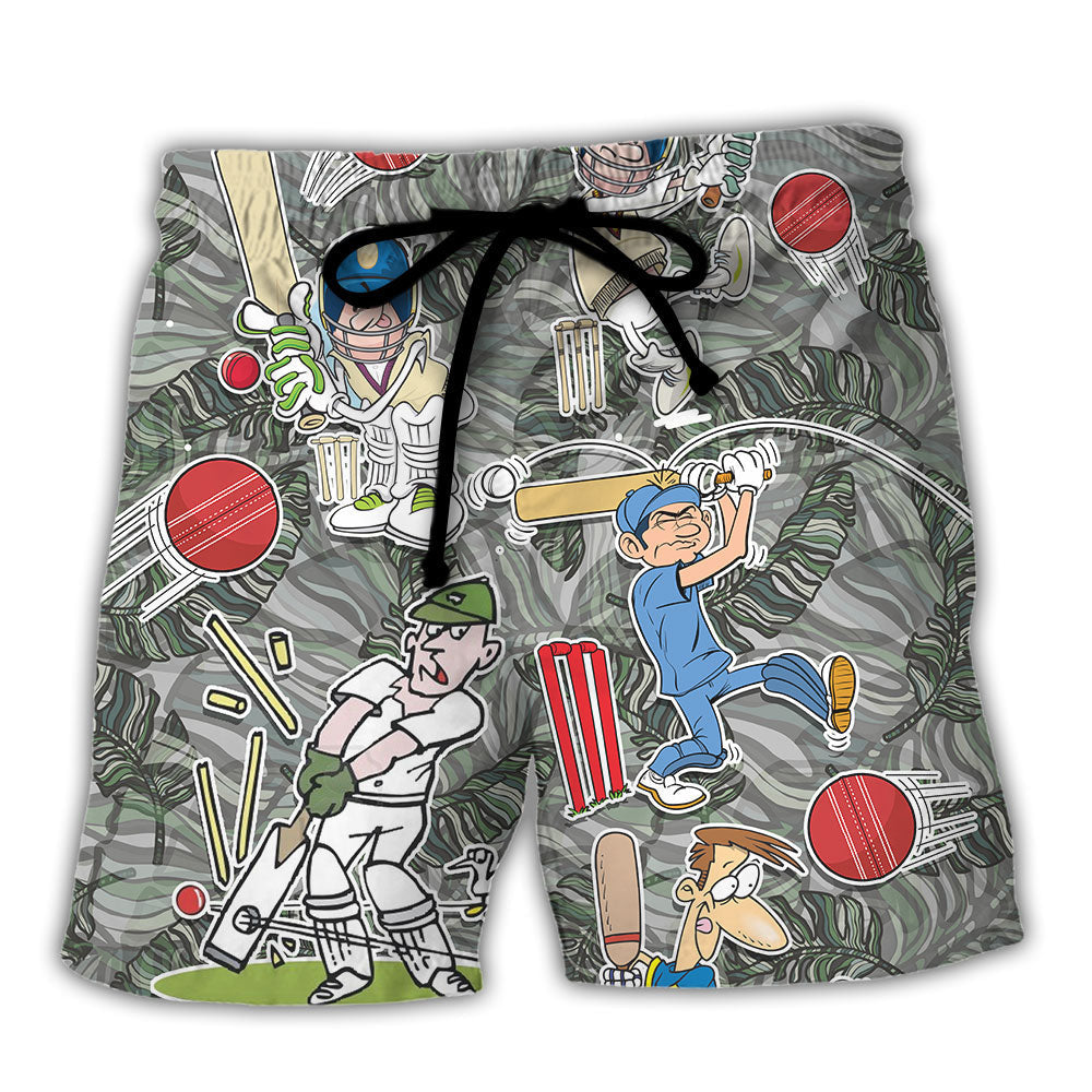 Cricket Sport Tropical Funny Leaf Art Beach Shorts For Resort Trips And Casual Comfort
